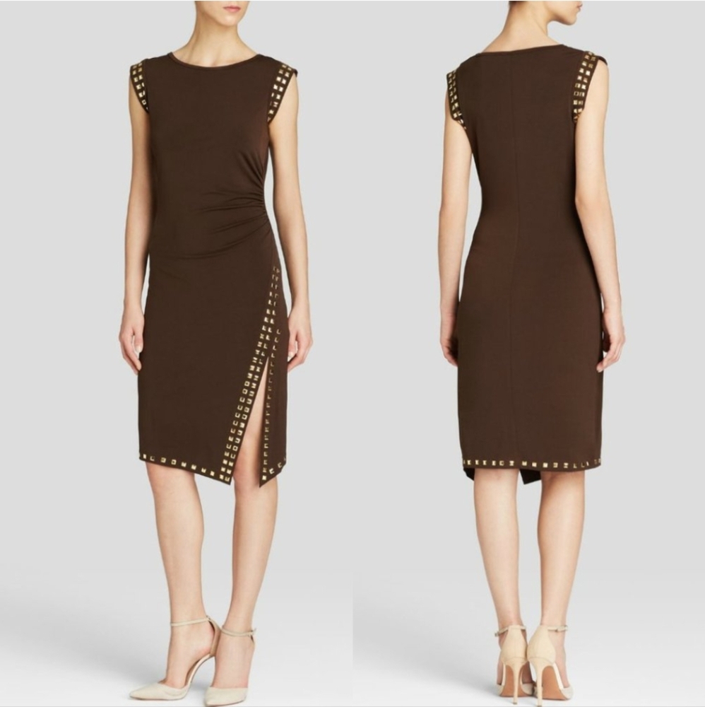 Michael Kors Brown Dress with Gold Studs
